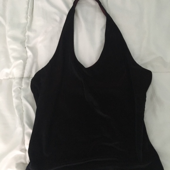 Velvet and mesh halter top - Picture 2 of 4